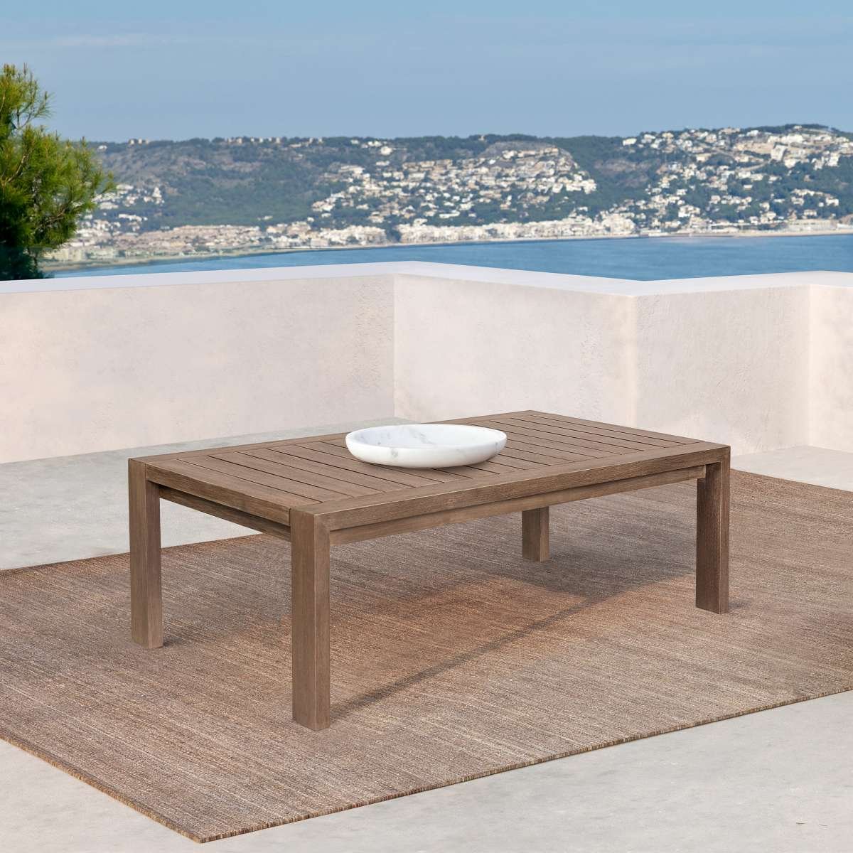 Relic Outdoor Patio Coffee Table in Weathered Eucalyptus Wood By Armen Living | Outdoor Tables | Modishstore