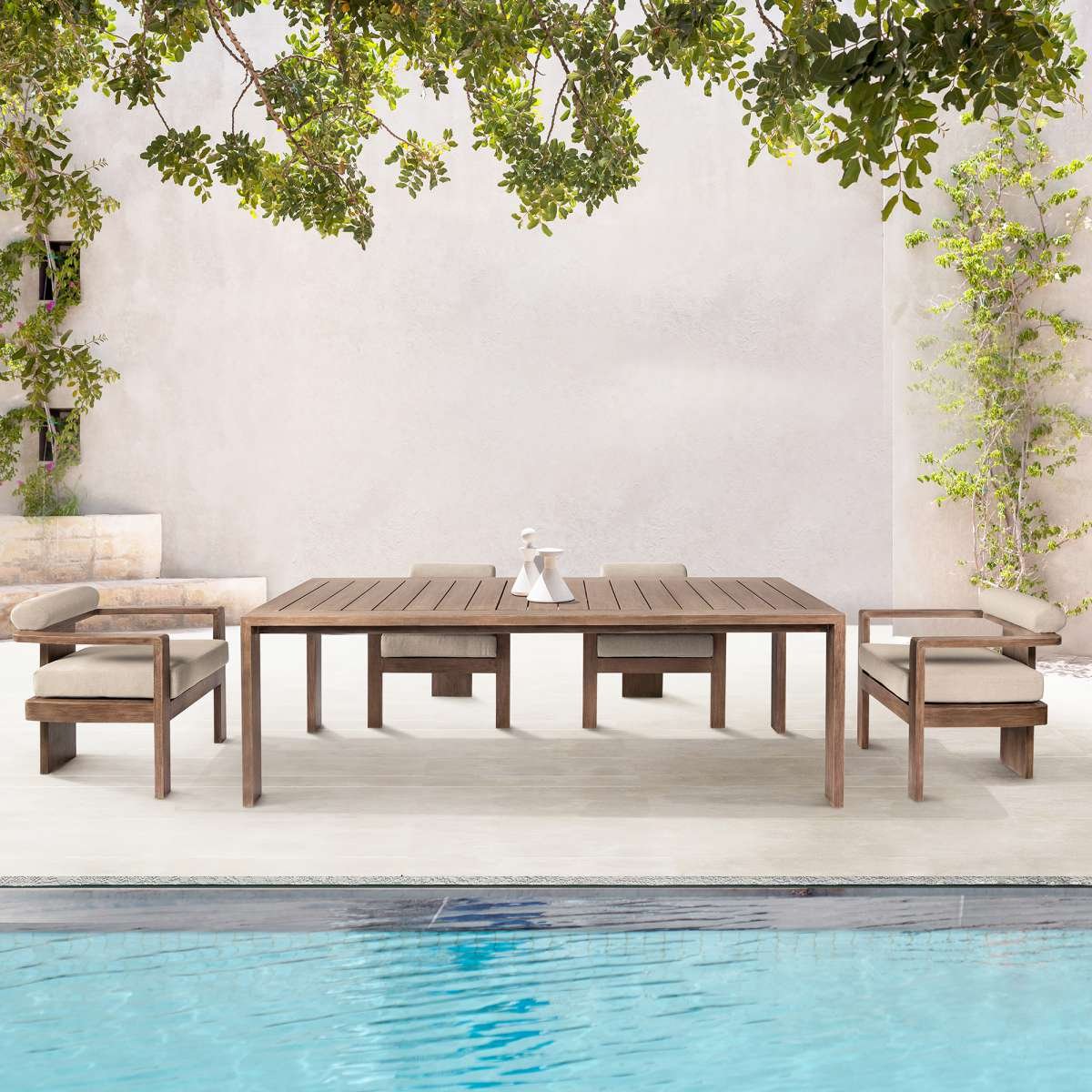 Relic Outdoor Patio Dining Table in Weathered Eucalyptus Wood By Armen Living | Outdoor Tables | Modishstore - 2