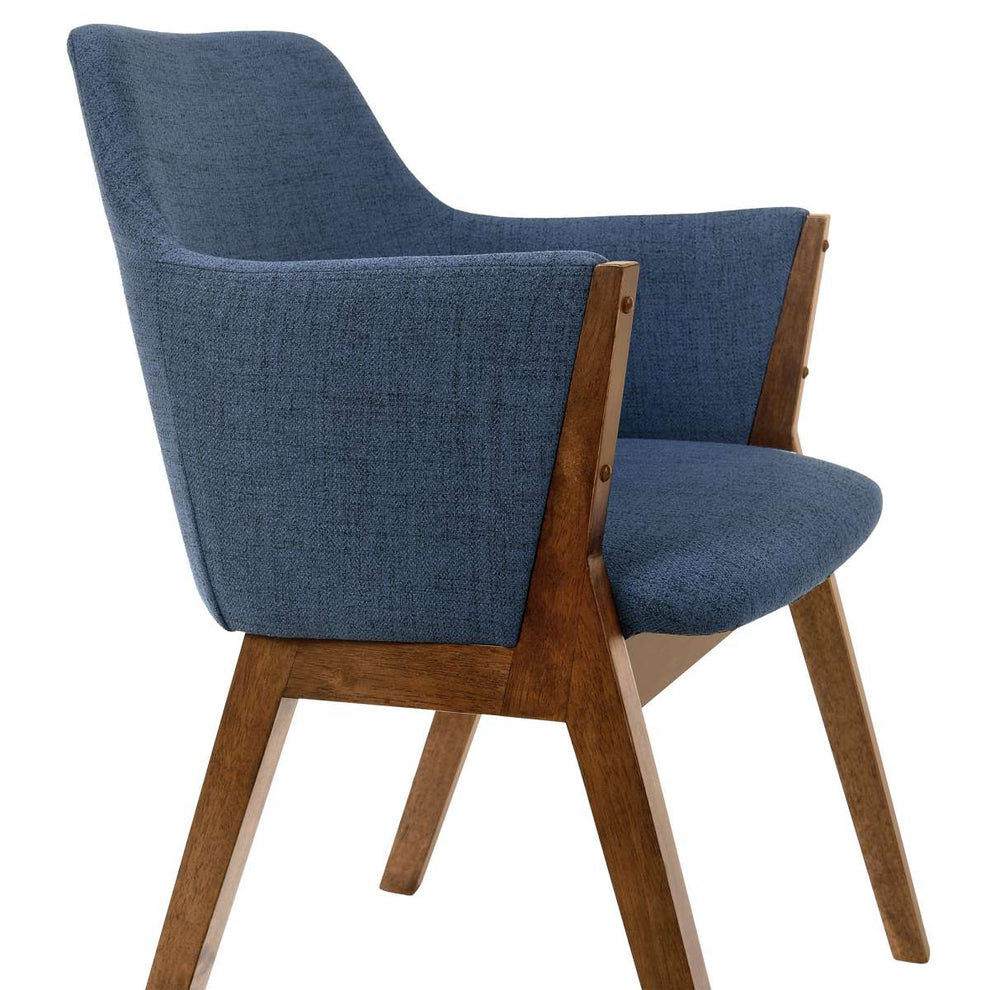 Renzo Blue Fabric and Walnut Wood Dining Side Chairs - Set of 2 By Armen Living | Side Chairs |  Modishstore  - 3