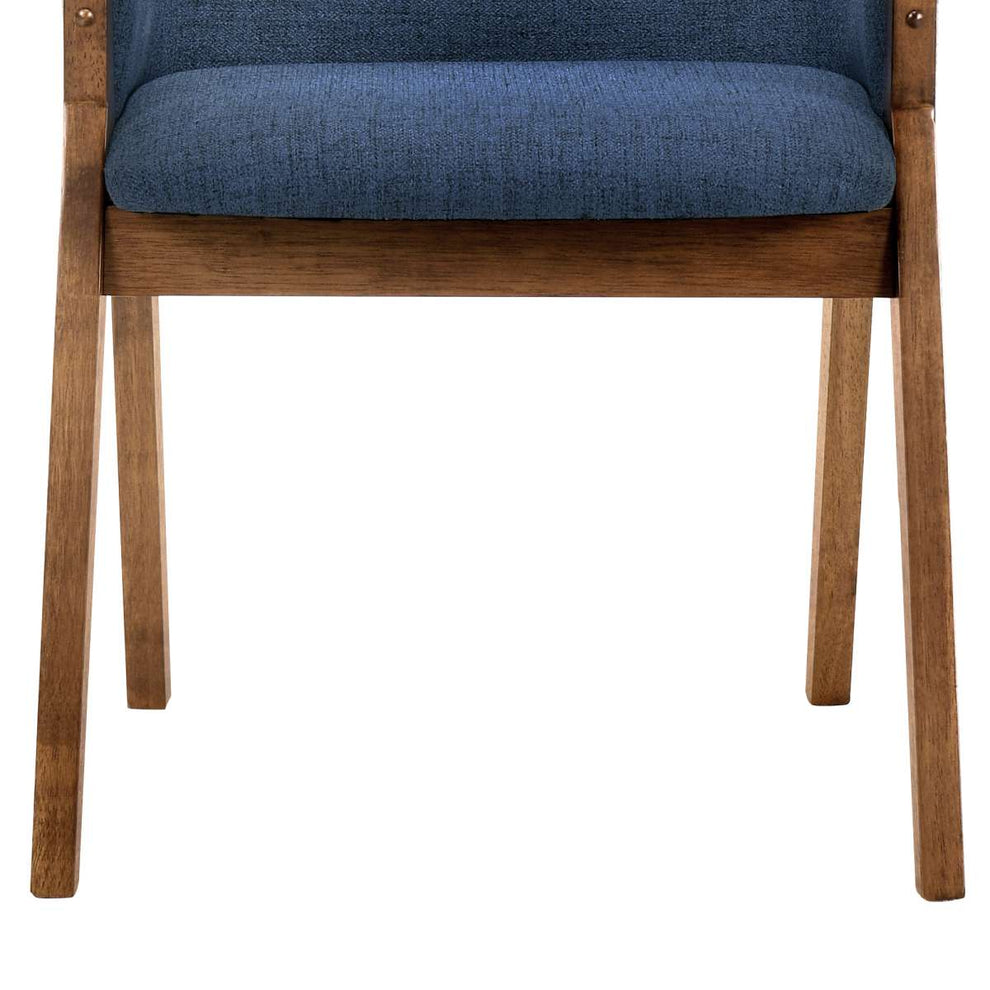 Renzo Blue Fabric and Walnut Wood Dining Side Chairs - Set of 2 By Armen Living | Side Chairs |  Modishstore  - 5