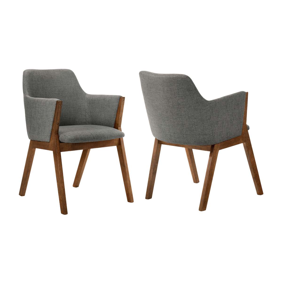 Renzo Charcoal Fabric and Walnut Wood Dining Side Chairs - Set of 2 By Armen Living | Side Chairs |  Modishstore  - 2