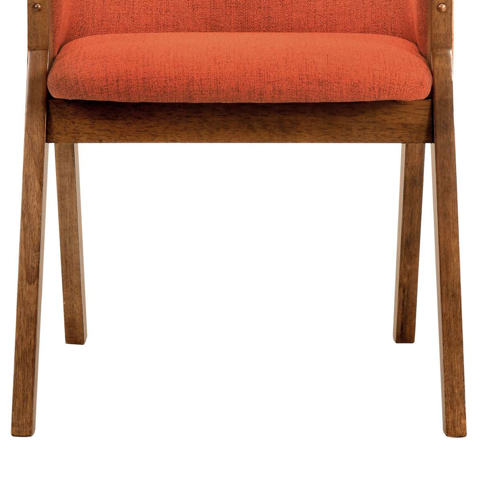 Renzo Orange Fabric and Walnut Wood Dining Side Chairs - Set of 2 By Armen Living | Side Chairs |  Modishstore  - 8