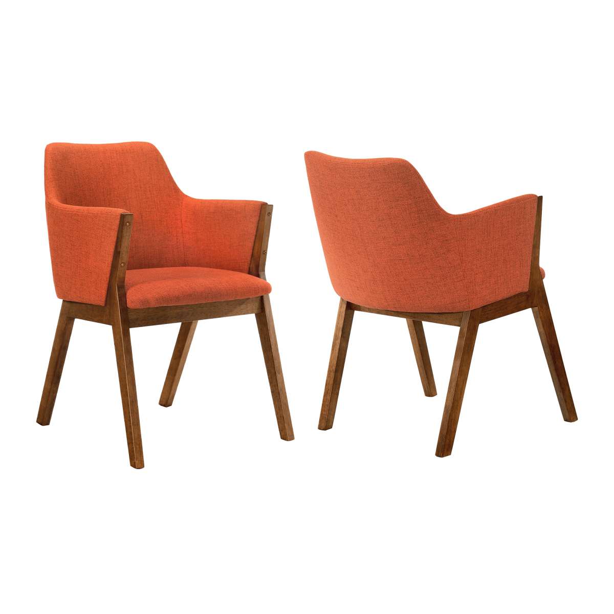 Renzo Orange Fabric and Walnut Wood Dining Side Chairs - Set of 2 By Armen Living | Side Chairs |  Modishstore  - 2