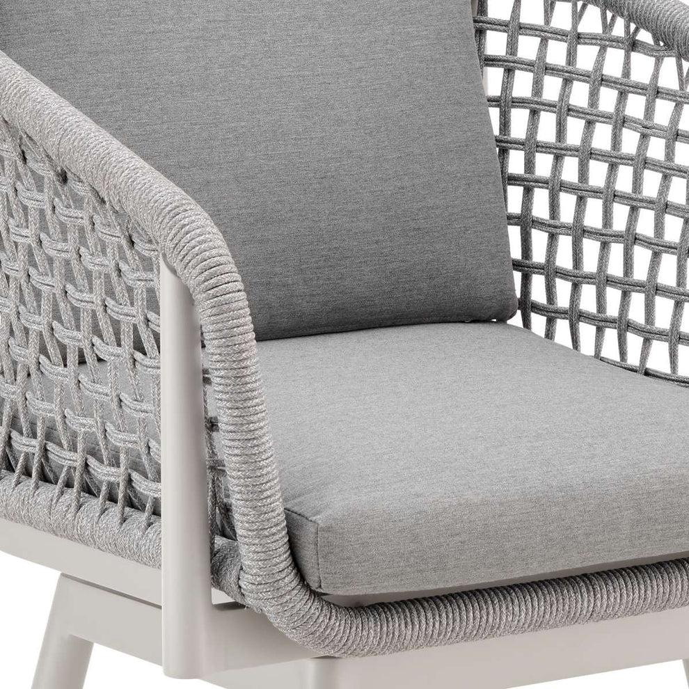Rhodes Outdoor Patio Swivel Counter Stool in Aluminum with Light Gray Rope and Cushions By Armen Living | Bar Stools | Modishstore - 5