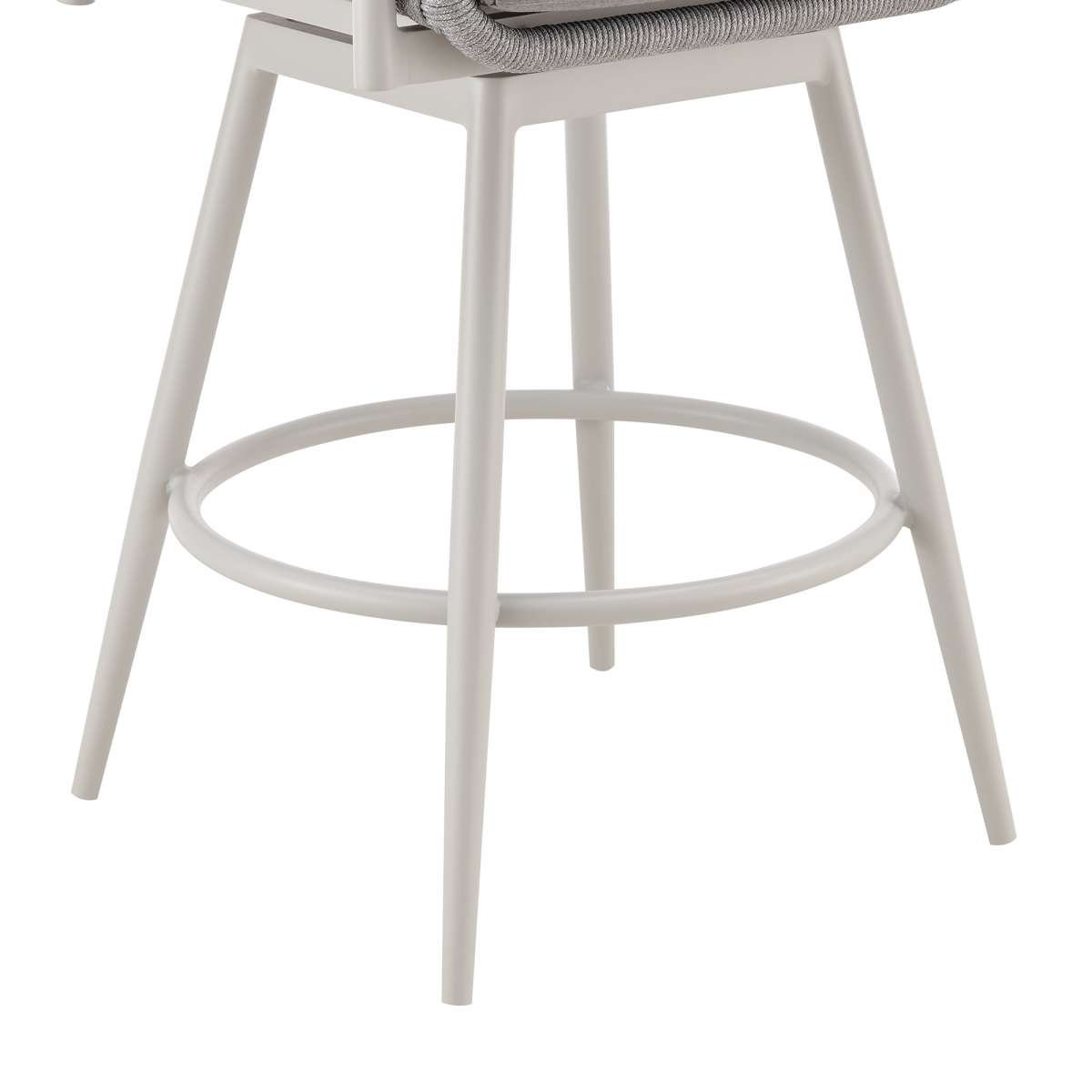 Rhodes Outdoor Patio Swivel Counter Stool in Aluminum with Light Gray Rope and Cushions By Armen Living | Bar Stools | Modishstore - 6