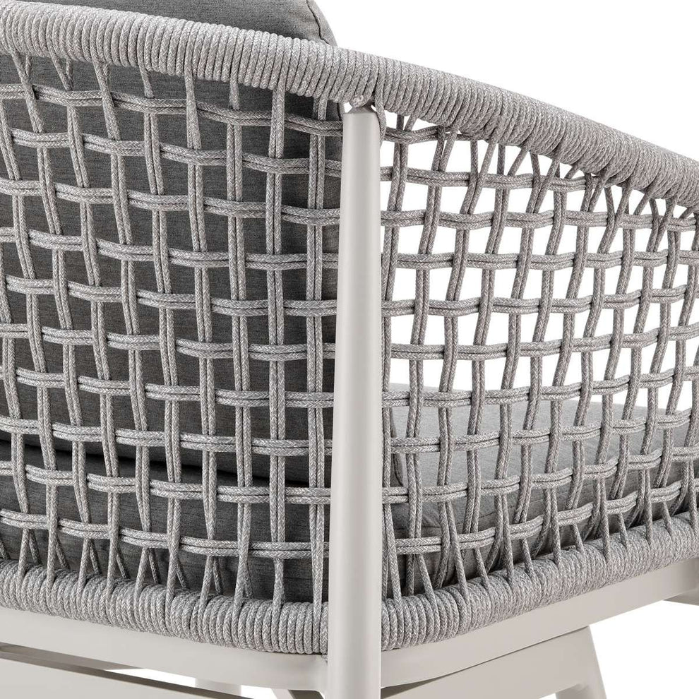 Rhodes Outdoor Patio Swivel Bar Stool in Aluminum with Light Gray Rope and Cushions By Armen Living | Bar Stools | Modishstore - 8