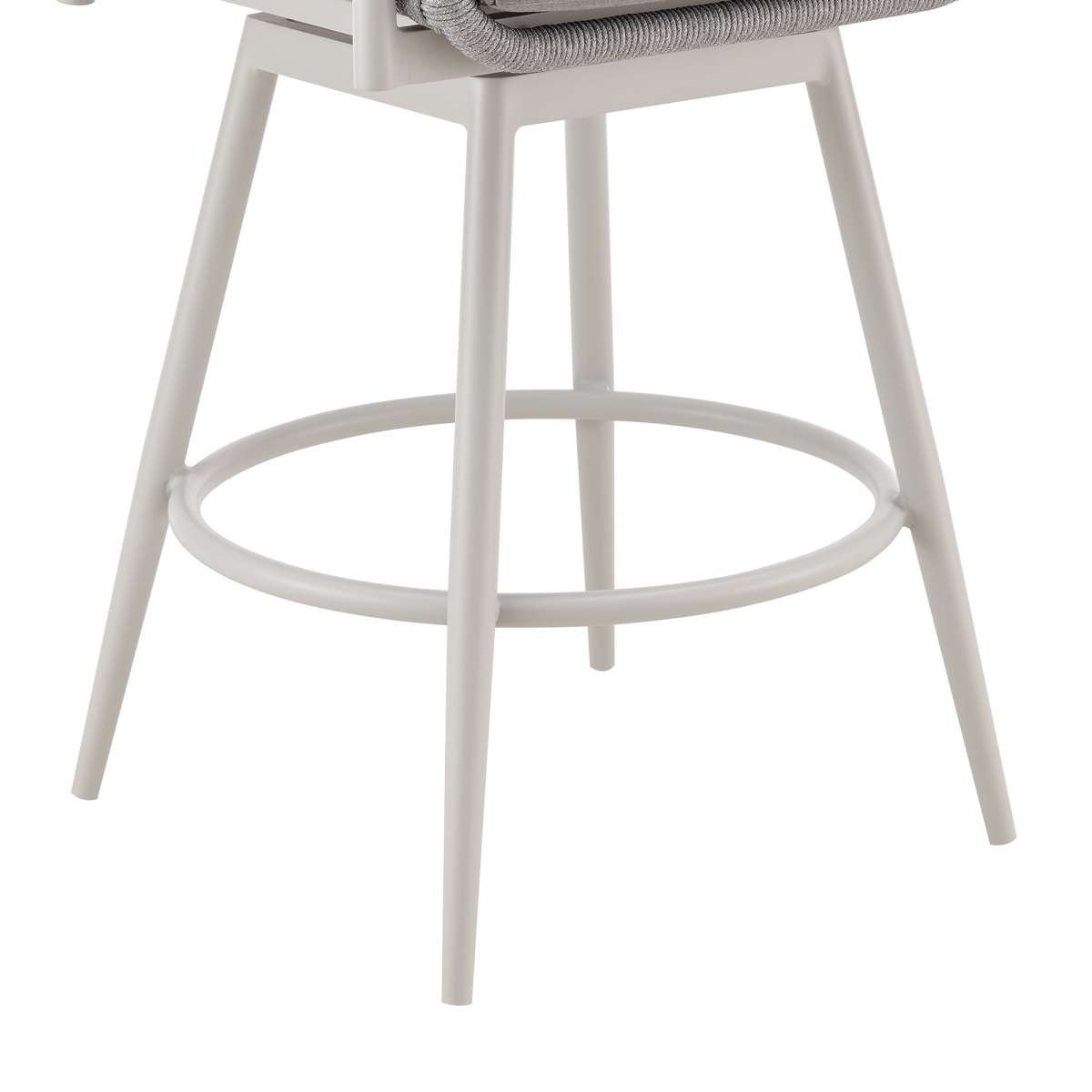 Rhodes Outdoor Patio Swivel Bar Stool in Aluminum with Light Gray Rope and Cushions By Armen Living | Bar Stools | Modishstore - 6