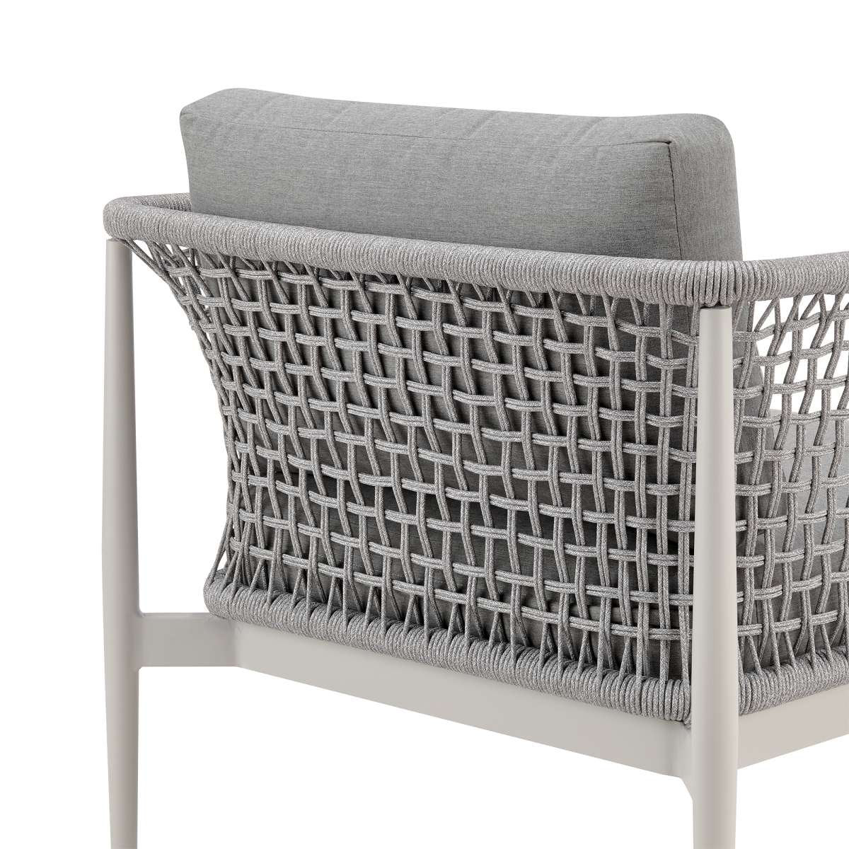 Rhodes Outdoor Patio Armchair in Aluminum with Light Gray Rope and Cushions By Armen Living | Outdoor Chairs | Modishstore - 5