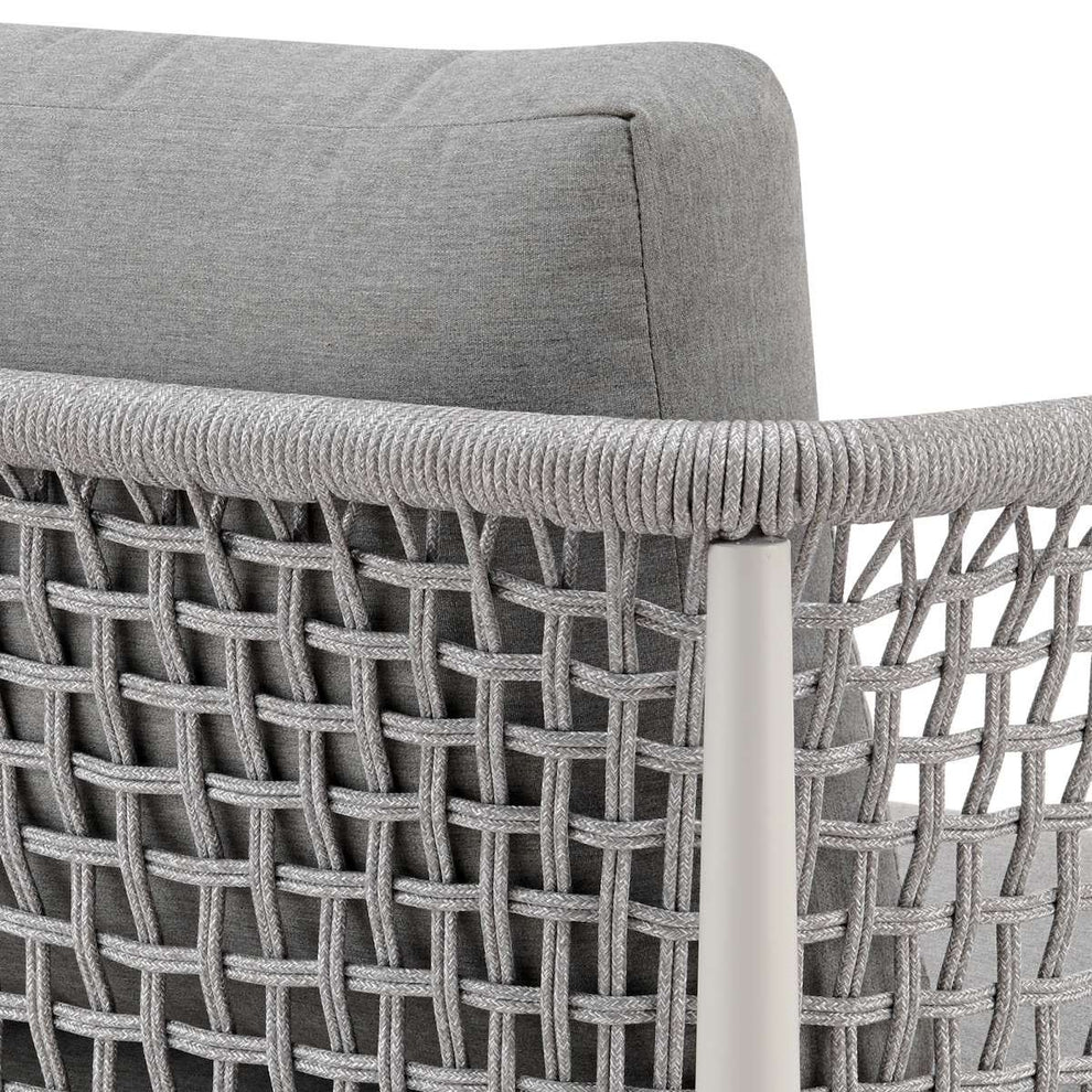 Rhodes Outdoor Patio Armchair in Aluminum with Light Gray Rope and Cushions By Armen Living | Outdoor Chairs | Modishstore - 9