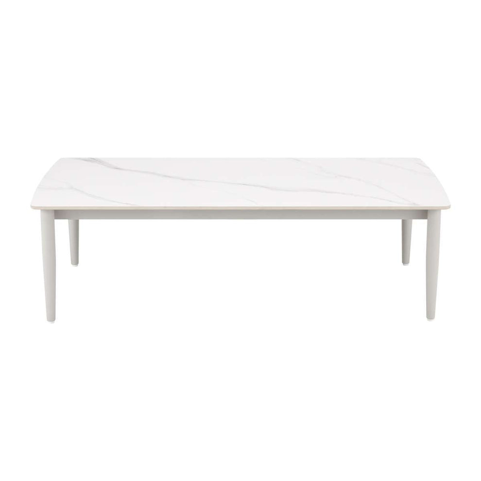 Rhodes Outdoor Patio Rectangular Coffee Table in Snowy Sintered Stone and Porcelain Finish By Armen Living | Outdoor Tables | Modishstore - 3