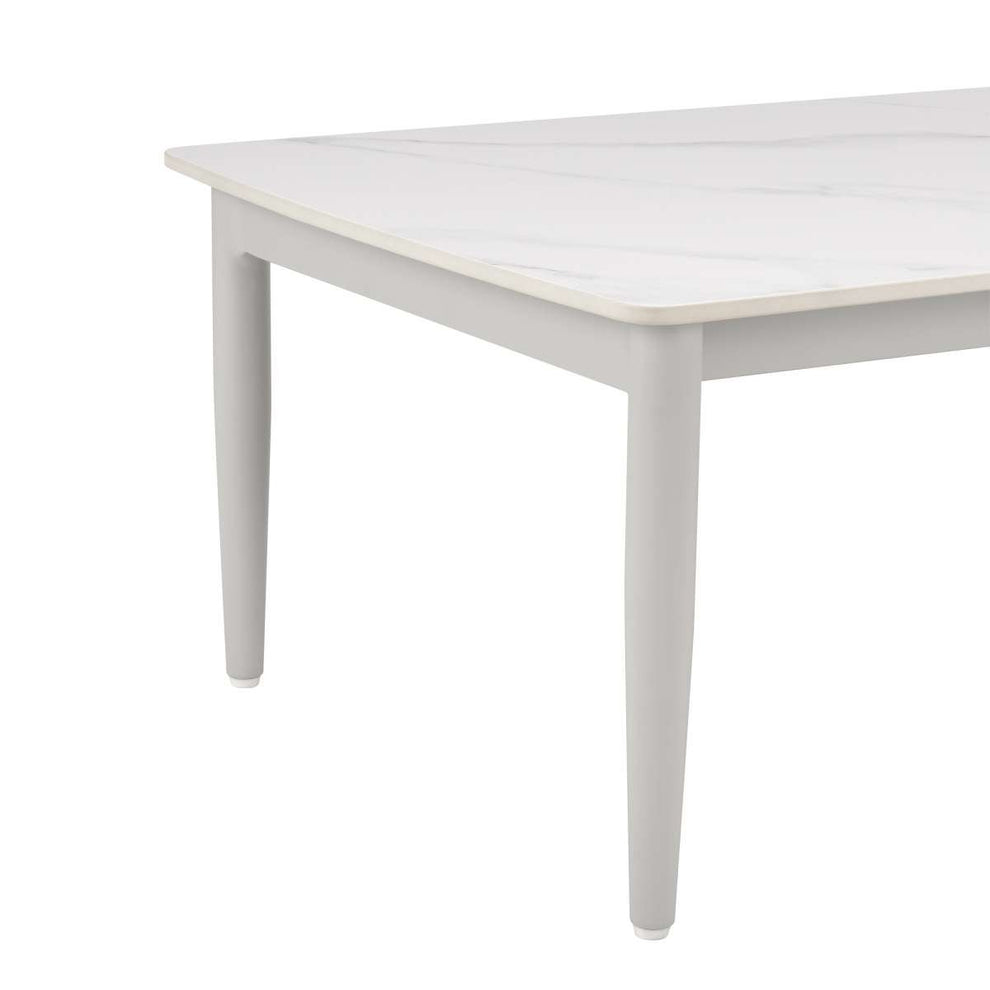 Rhodes Outdoor Patio Rectangular Coffee Table in Snowy Sintered Stone and Porcelain Finish By Armen Living | Outdoor Tables | Modishstore - 4