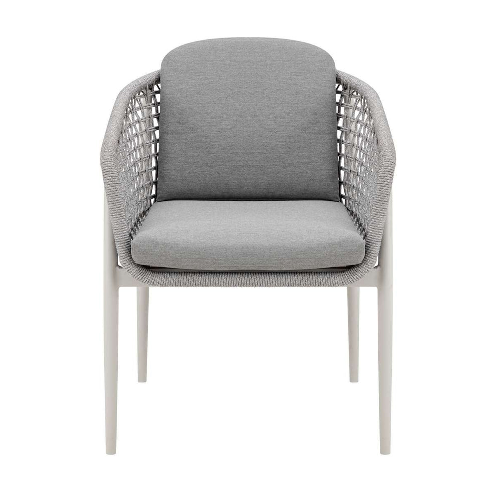Rhodes Outdoor Patio Dining Chair in Aluminum with Light Gray Rope and Cushions - Set of 2 By Armen Living | Outdoor Chairs | Modishstore - 4