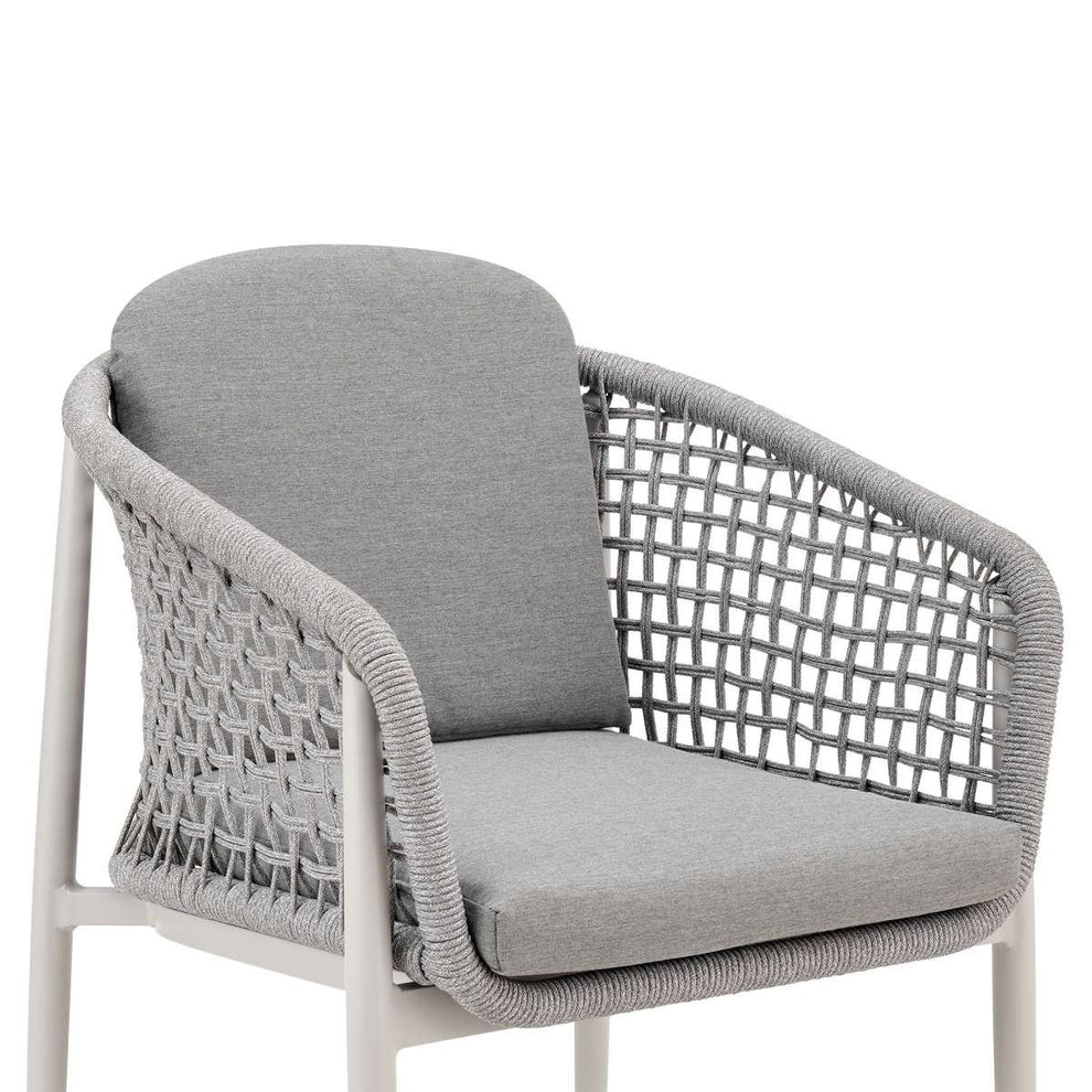 Rhodes Outdoor Patio Dining Chair in Aluminum with Light Gray Rope and Cushions - Set of 2 By Armen Living | Outdoor Chairs | Modishstore - 5