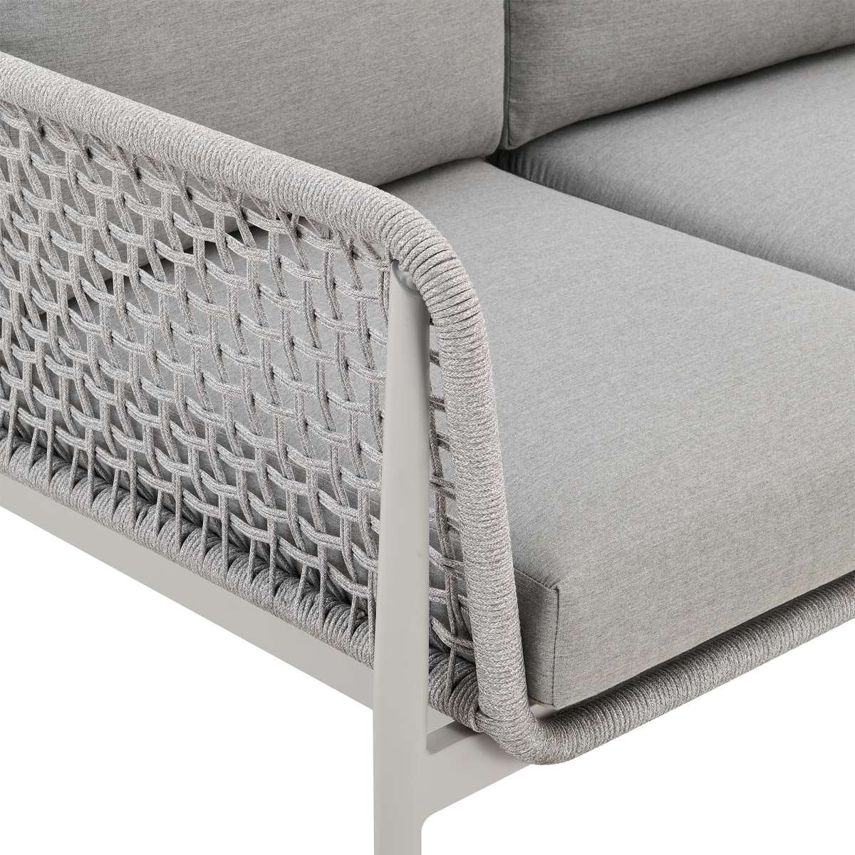 Rhodes Outdoor Patio Sofa in Aluminum with Light Gray Rope and Cushions By Armen Living | Outdoor Sofas, Loveseats & Sectionals | Modishstore - 9