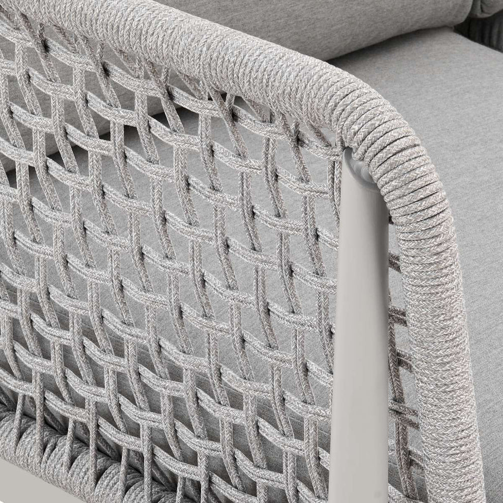 Rhodes Outdoor Patio Sofa in Aluminum with Light Gray Rope and Cushions By Armen Living | Outdoor Sofas, Loveseats & Sectionals | Modishstore - 7