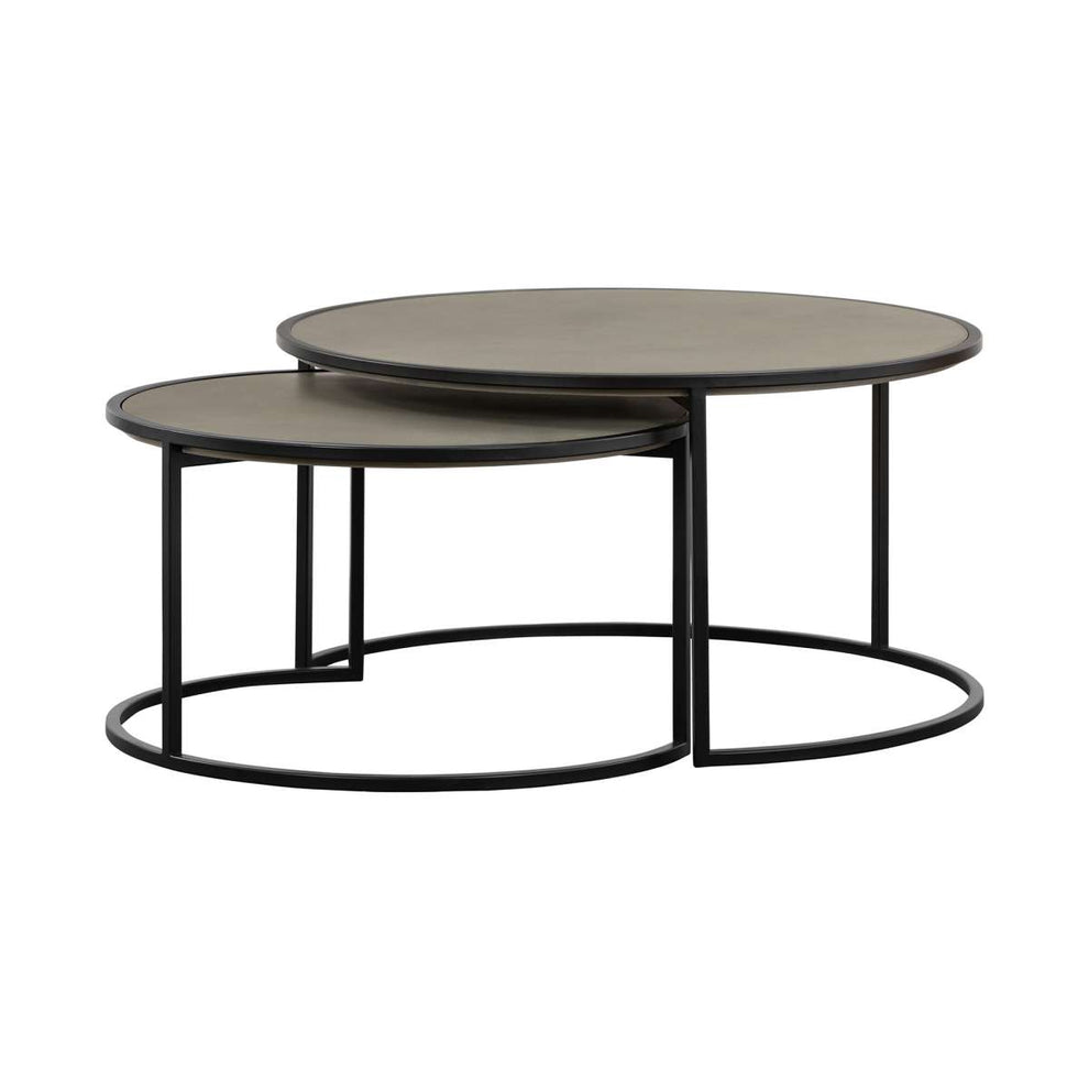 Rina Concrete and Black Metal 2 Piece Nesting Coffee Table Set By Armen Living | Coffee Tables | Modishstore - 2