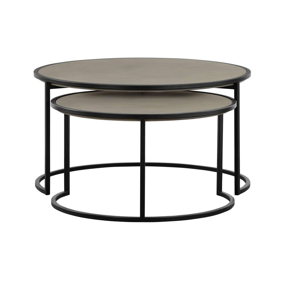 Rina Concrete and Black Metal 2 Piece Nesting Coffee Table Set By Armen Living | Coffee Tables | Modishstore - 3
