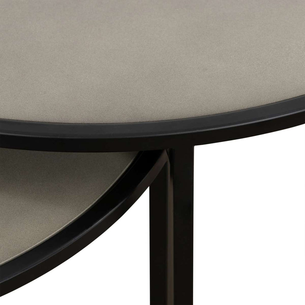 Rina Concrete and Black Metal 2 Piece Nesting Coffee Table Set By Armen Living | Coffee Tables | Modishstore - 5