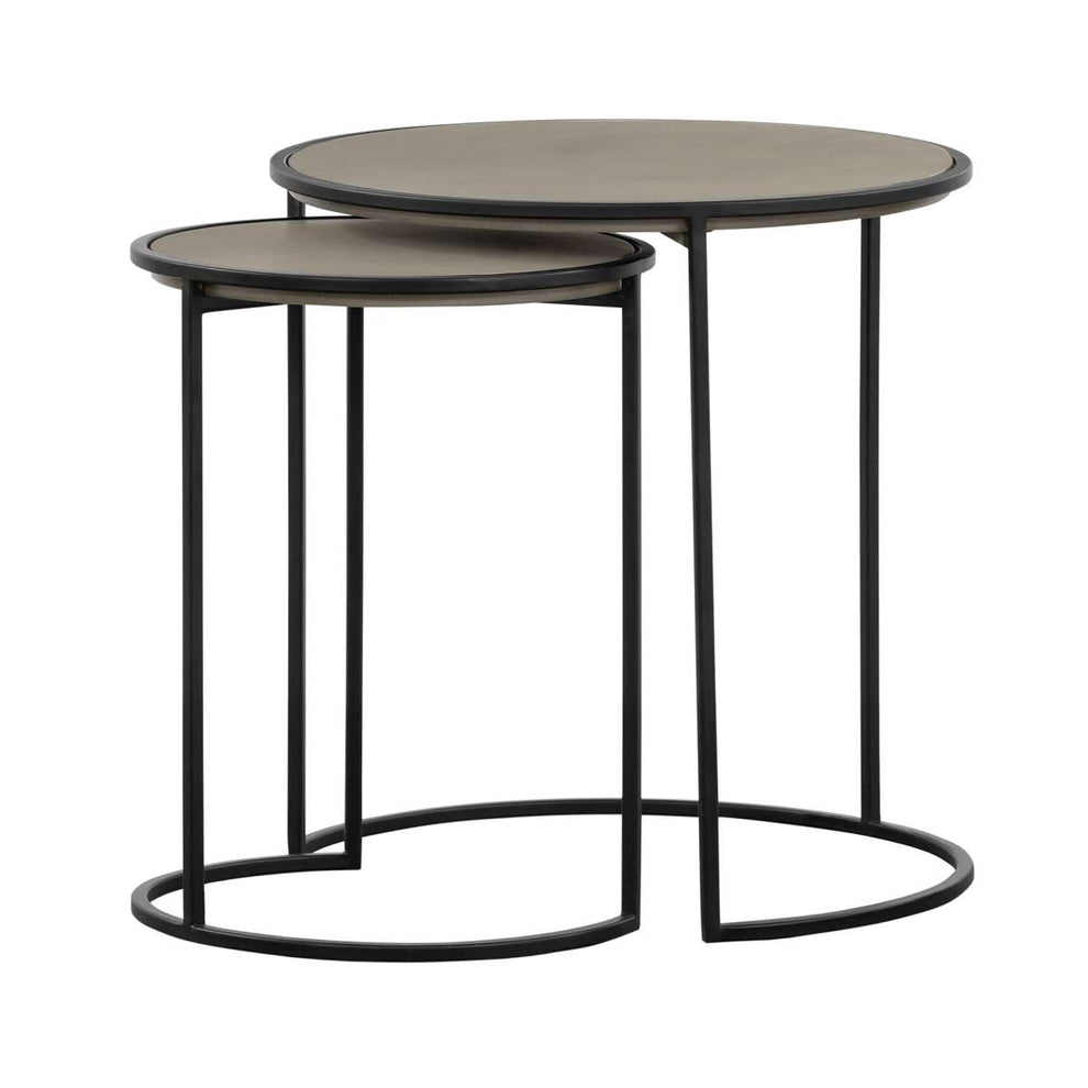 Rina Concrete and Black Metal 2 Piece Nesting End Table Set By Armen Living | End Tables | Modishstore - 2