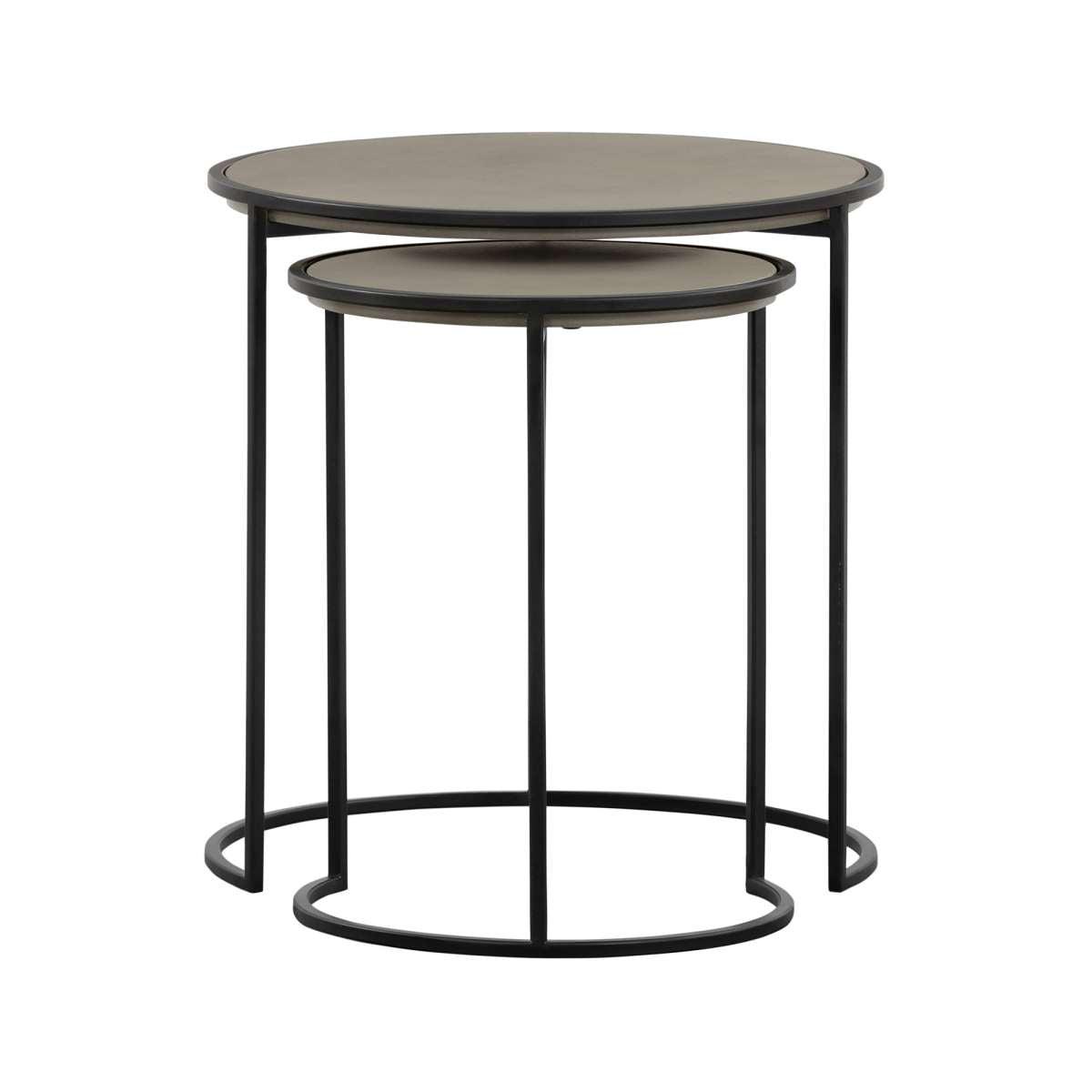 Rina Concrete and Black Metal 2 Piece Nesting End Table Set By Armen Living | End Tables | Modishstore - 3