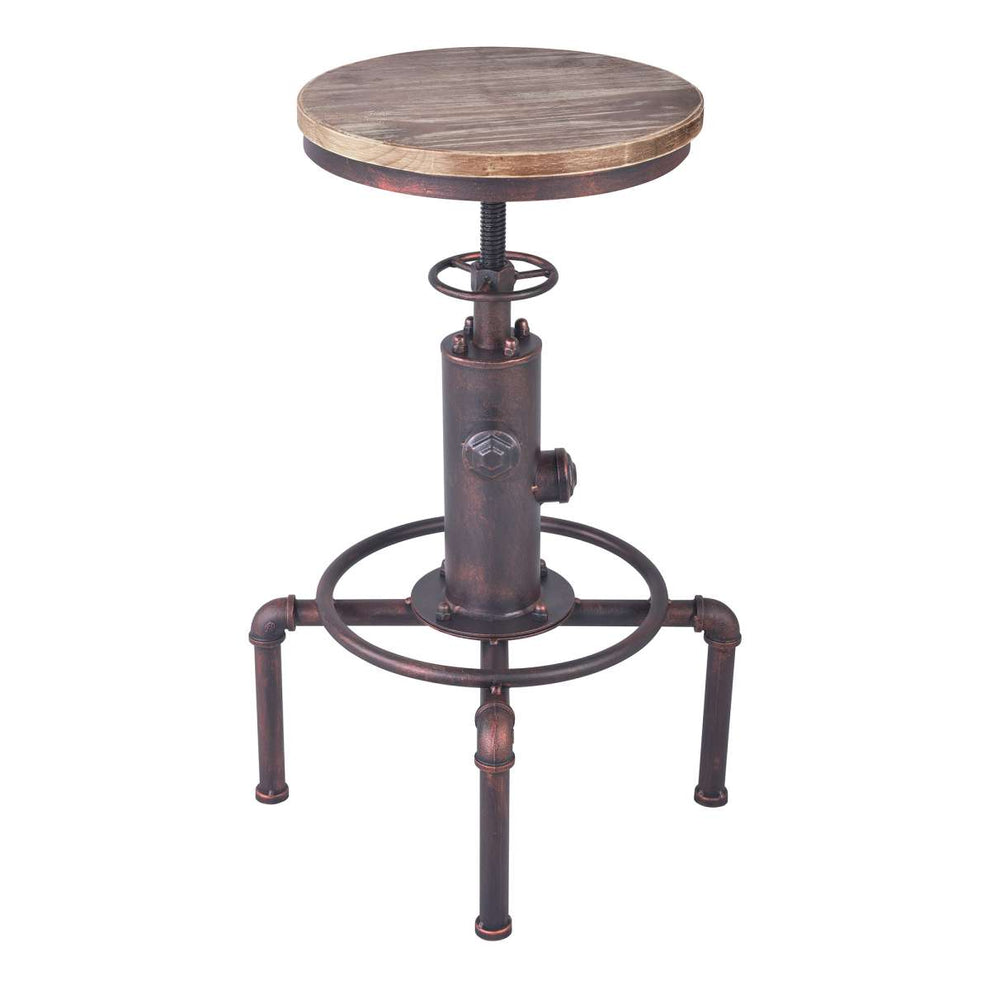 Remy Adjustable Height Pine Wood and Copper Backless Bar Stool By Armen Living | Bar Stools |  Modishstore  - 2