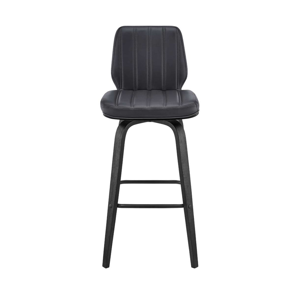 Renee 26" Swivel Grey Faux Leather and Black Wood Bar Stool By Armen Living | Bar Stools | Modishstore - 3