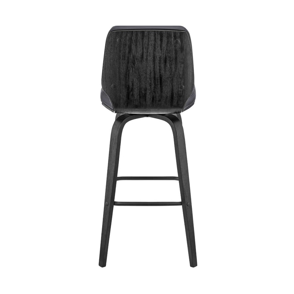 Renee 30" Swivel Grey Faux Leather and Black Wood Bar Stool By Armen Living | Bar Stools | Modishstore - 5