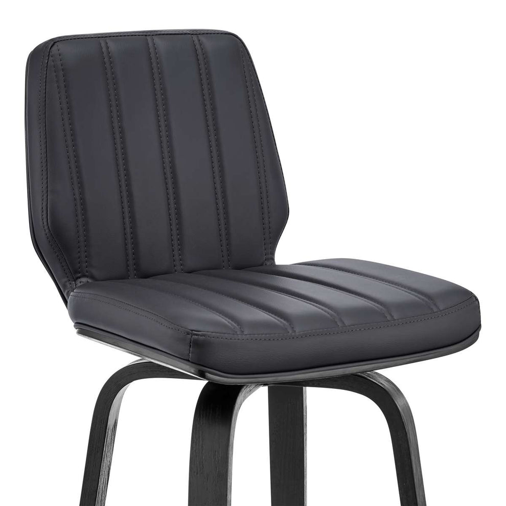 Renee 30" Swivel Grey Faux Leather and Black Wood Bar Stool By Armen Living | Bar Stools | Modishstore - 6