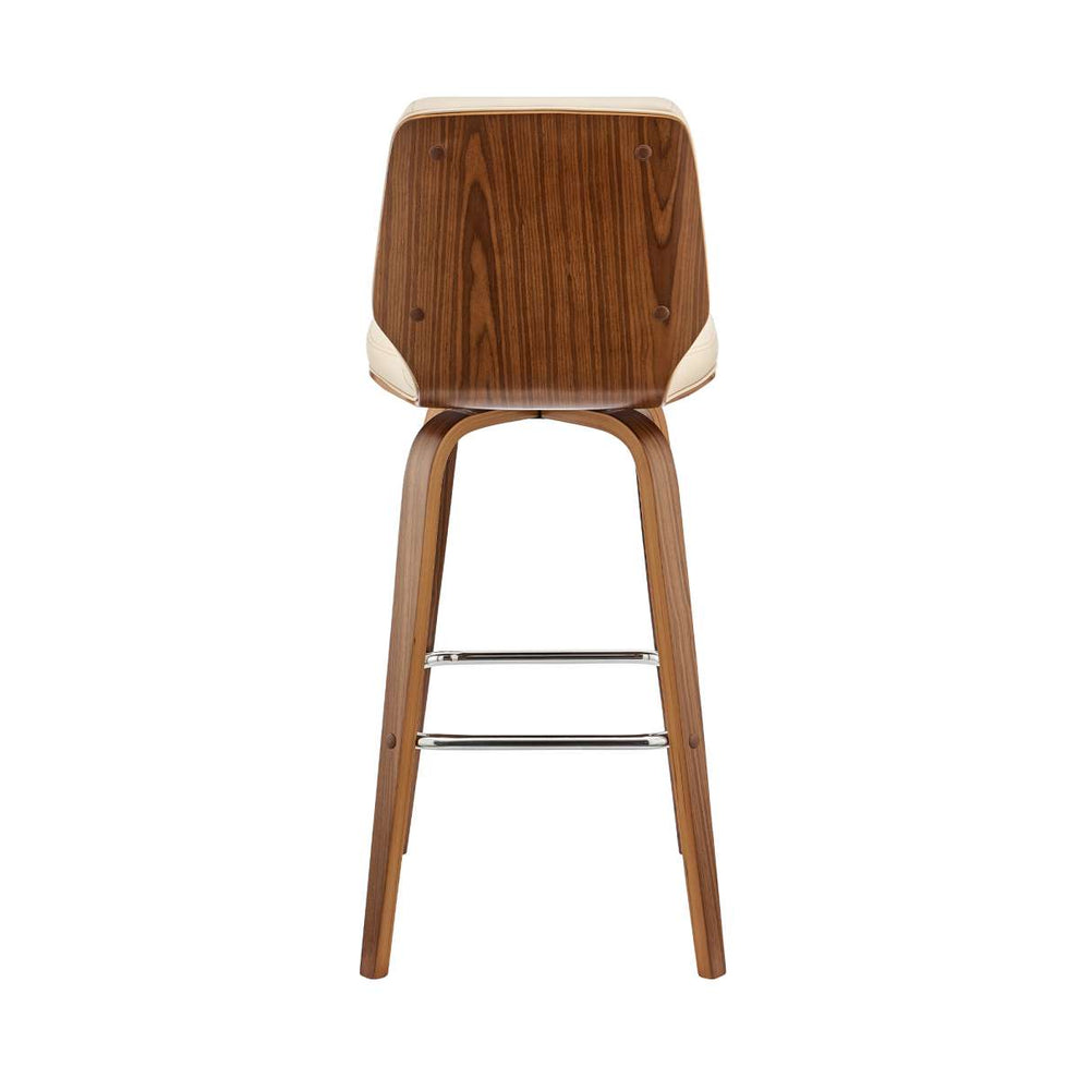 Renee 30" Swivel Cream Faux Leather and Walnut Wood Bar Stool By Armen Living | Bar Stools | Modishstore - 5