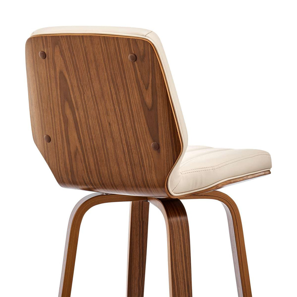 Renee 30" Swivel Cream Faux Leather and Walnut Wood Bar Stool By Armen Living | Bar Stools | Modishstore - 7