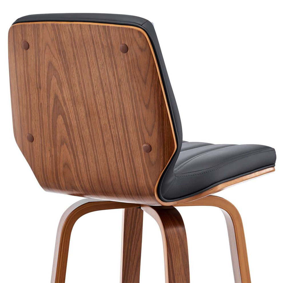Renee 30" Swivel Grey Faux Leather and Walnut Wood Bar Stool By Armen Living | Bar Stools | Modishstore - 7