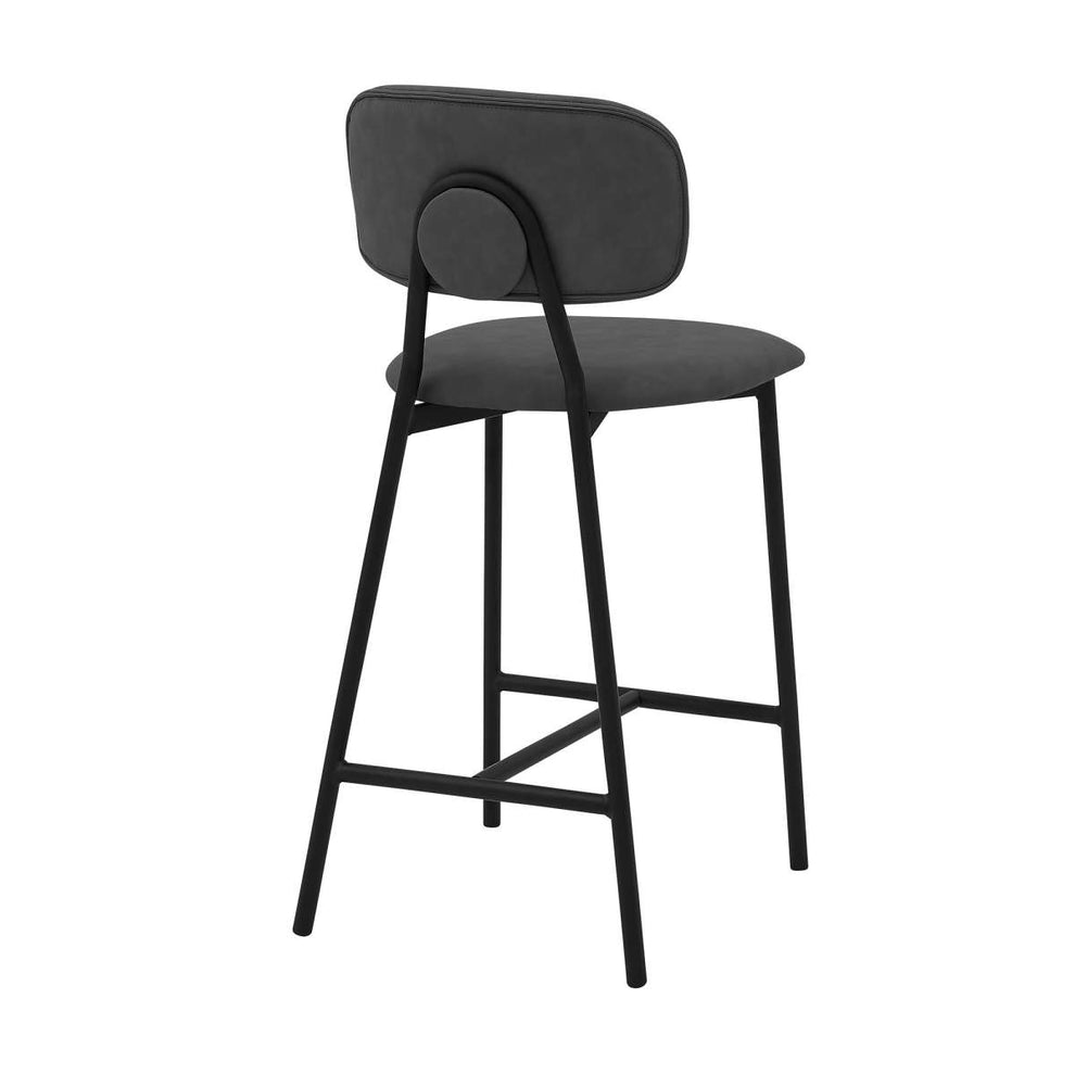 Rococo 26" Gray Faux Leather and Metal Counter Height Bar Stool By Armen Living | Bar Stools |  Modishstore  - 4