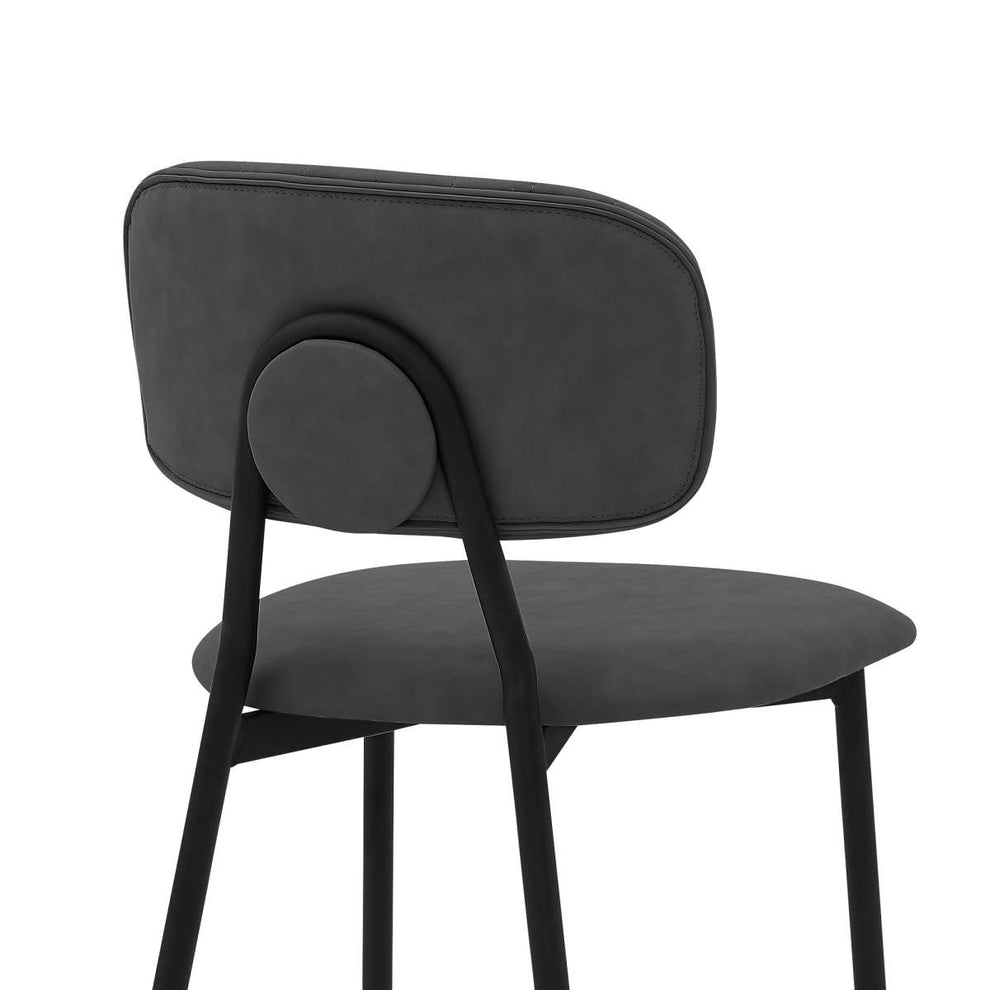 Rococo 26" Gray Faux Leather and Metal Counter Height Bar Stool By Armen Living | Bar Stools |  Modishstore  - 6