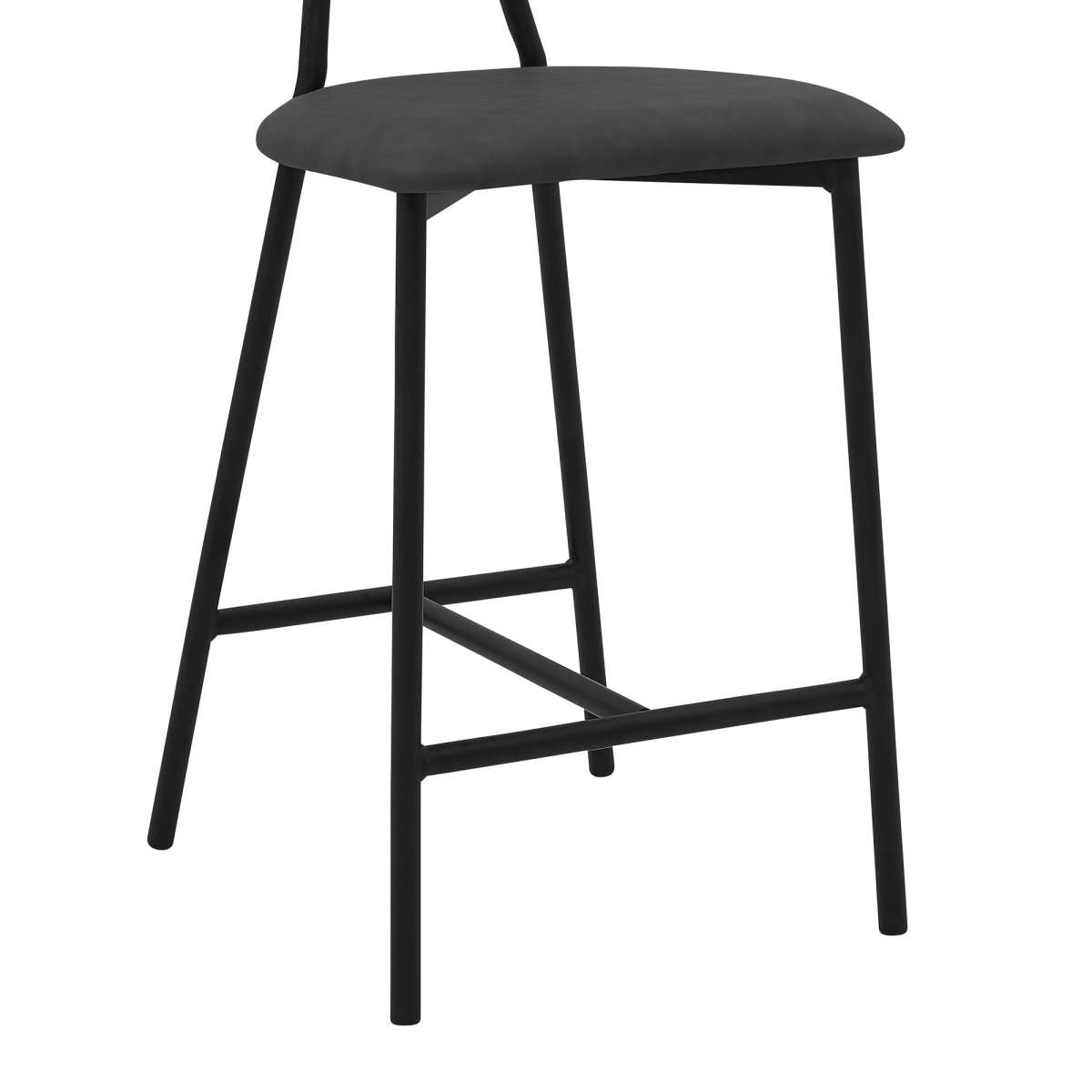 Rococo 26" Gray Faux Leather and Metal Counter Height Bar Stool By Armen Living | Bar Stools |  Modishstore  - 7
