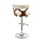 Ruth Adjustable Swivel Cream Faux Leather and Walnut Wood Bar Stool with Chrome Base By Armen Living | Bar Stools | Modishstore - 4