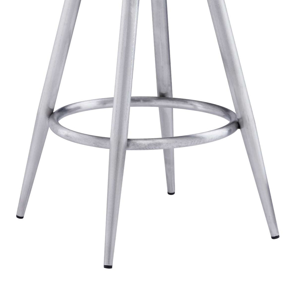 Ruby 26" Counter Height Swivel Black Faux Leather and Brushed Stainless Steel Bar Stool By Armen Living | Bar Stools |  Modishstore  - 7