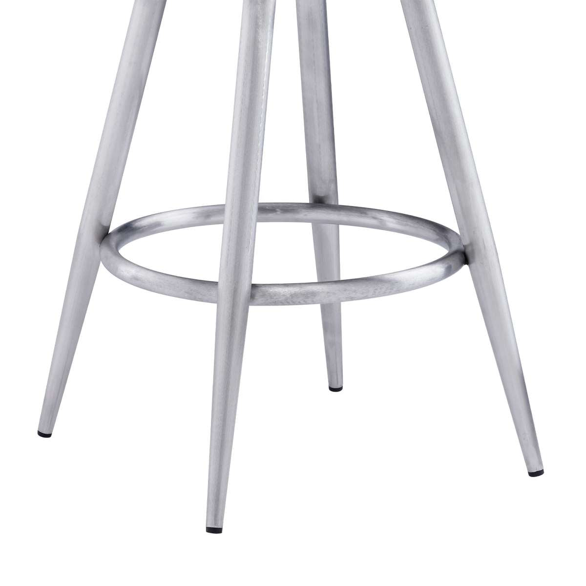 Ruby 26" Counter Height Swivel Grey Faux Leather and Brushed Stainless Steel Bar Stool  By Armen Living | Bar Stools |  Modishstore  - 7