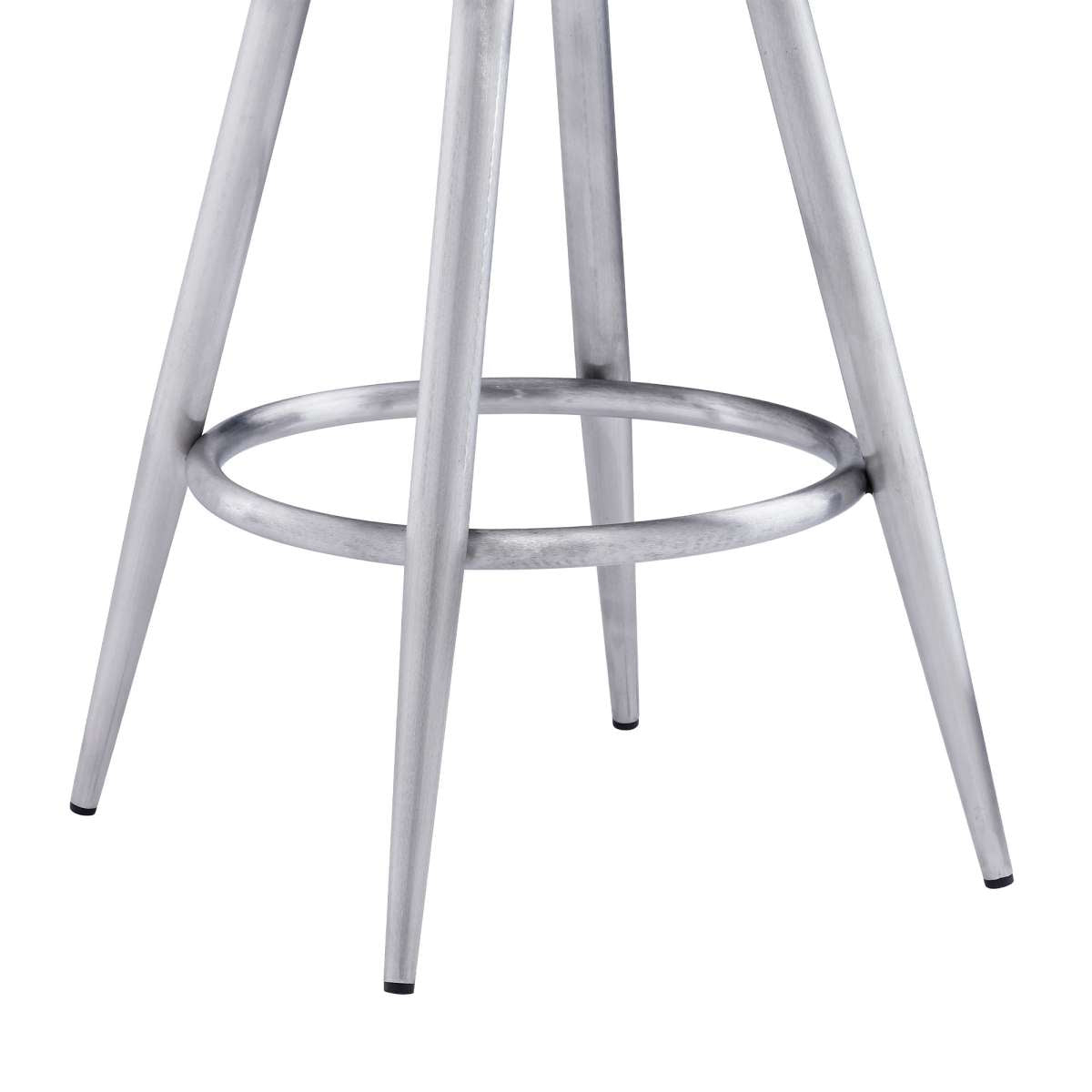 Ruby 26" Counter Height Swivel Grey Faux Leather and Brushed Stainless Steel Bar Stool  By Armen Living | Bar Stools |  Modishstore  - 7