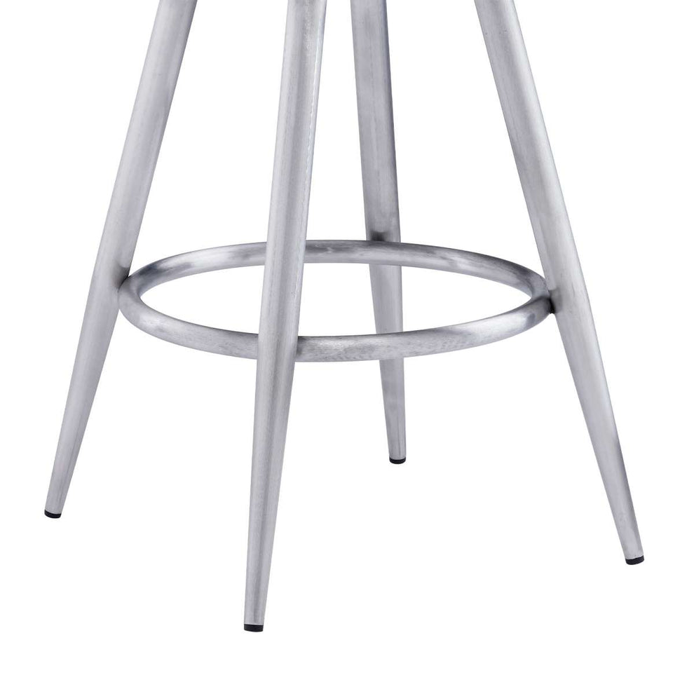 Ruby 30" Bar Height Swivel Black Faux Leather and Brushed Stainless Steel Bar Stool By Armen Living | Bar Stools | Modishstore - 7