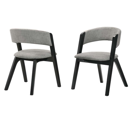 Rowan Gray Upholstered Dining Chairs in Black Finish - Set of 2 By Armen Living | Dining Chairs | Modishstore