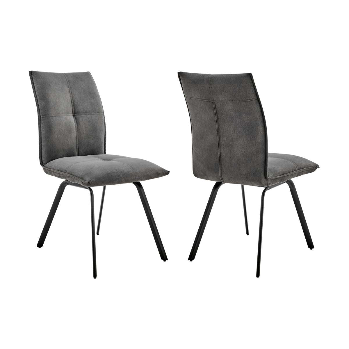 Rylee Dining Room Accent Chair in Charcoal Fabric and Black Finish - Set of 2 By Armen Living | Dining Chairs | Modishstore