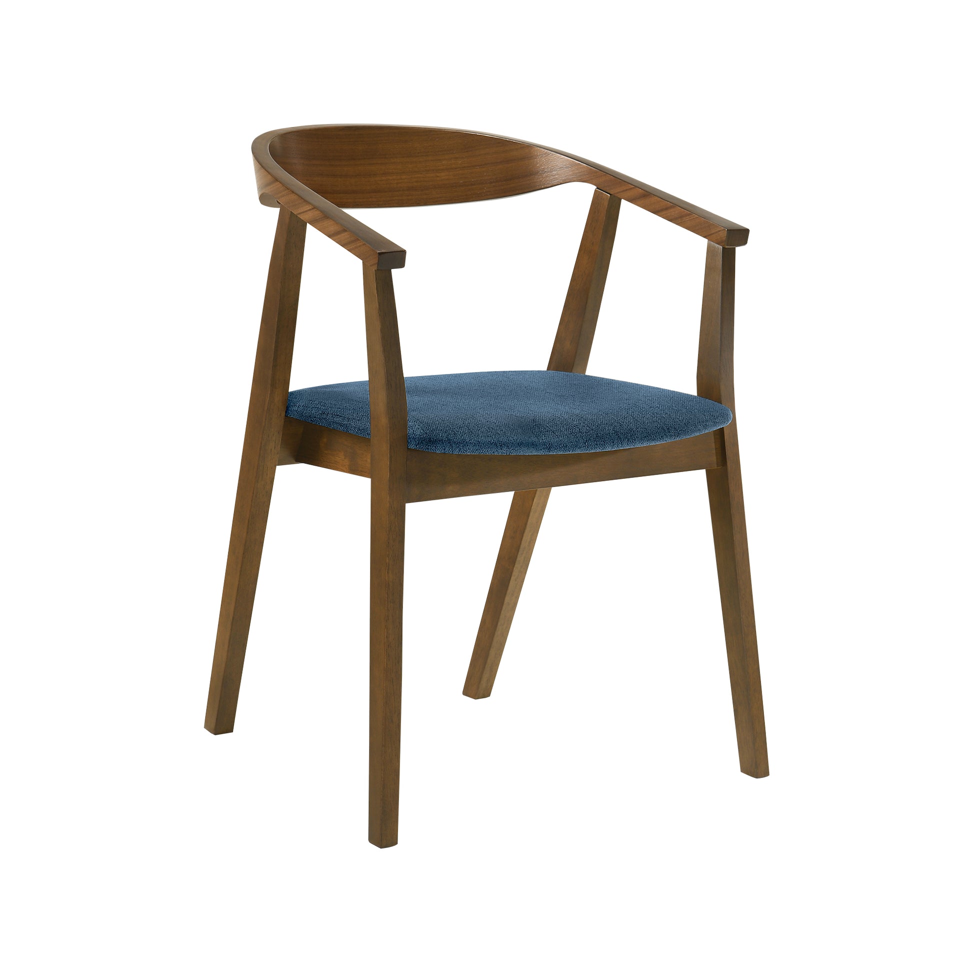 Santana Wood Dining Chair in Walnut Finish with Blue Fabric - Set of 2 By Armen Living | Dining Chairs | Modishstore - 4