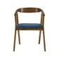 Santana Wood Dining Chair in Walnut Finish with Blue Fabric - Set of 2 By Armen Living | Dining Chairs | Modishstore - 5