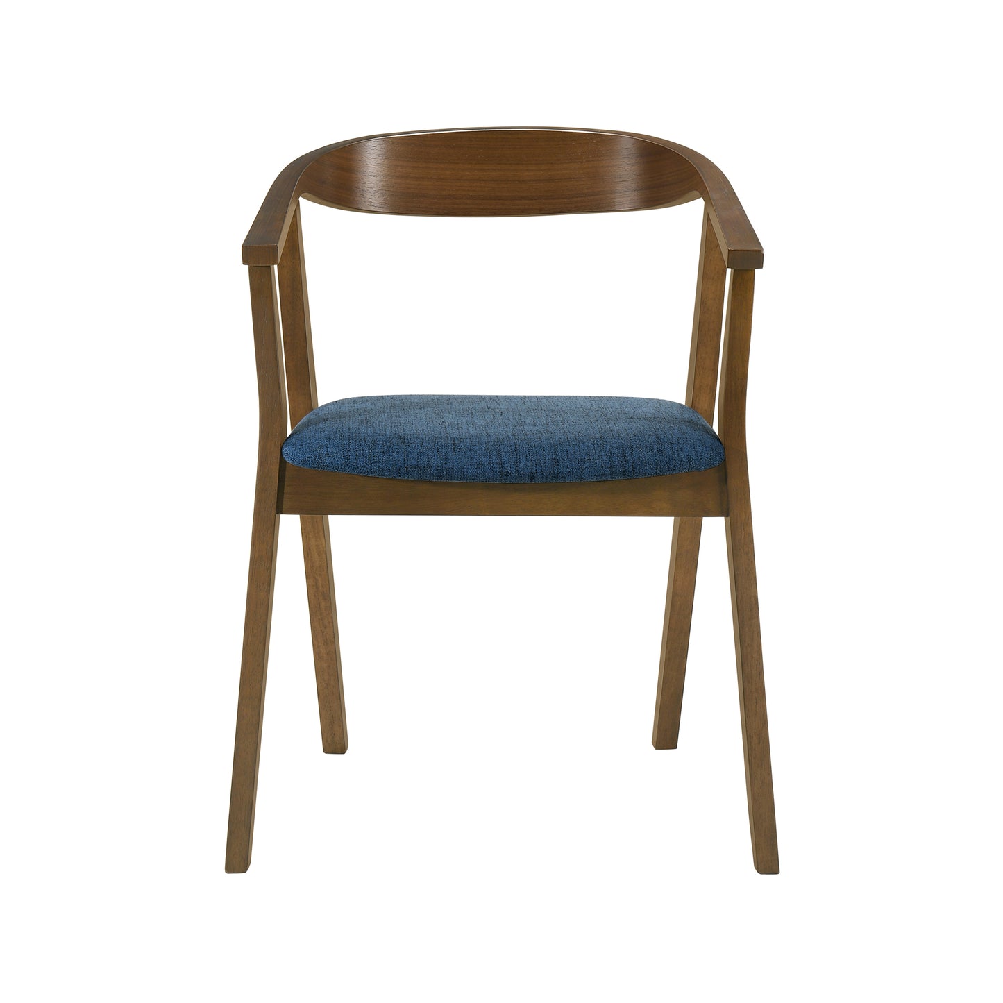 Santana Wood Dining Chair in Walnut Finish with Blue Fabric - Set of 2 By Armen Living | Dining Chairs | Modishstore - 5