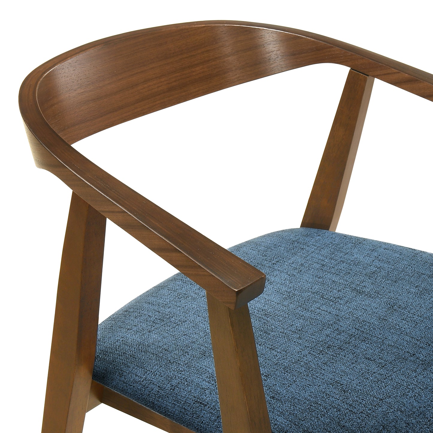 Santana Wood Dining Chair in Walnut Finish with Blue Fabric - Set of 2 By Armen Living | Dining Chairs | Modishstore - 6