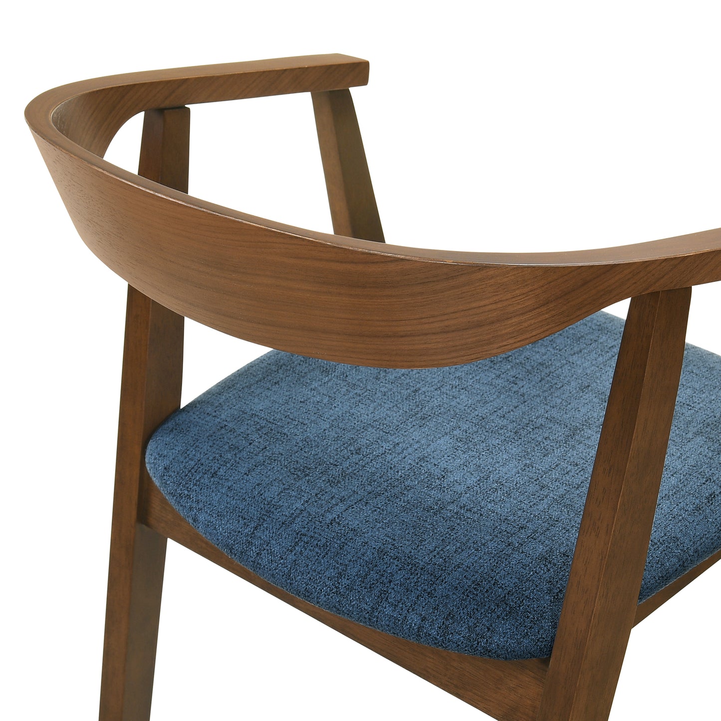 Santana Wood Dining Chair in Walnut Finish with Blue Fabric - Set of 2 By Armen Living | Dining Chairs | Modishstore - 7