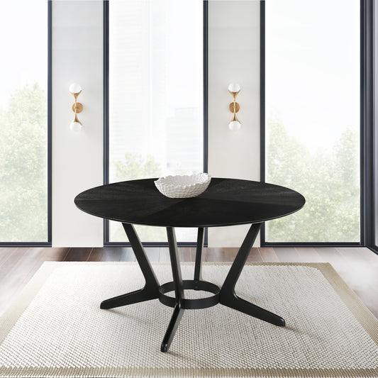 Santana Round Wood Dining Table in Black Finish By Armen Living | Dining Tables | Modishstore