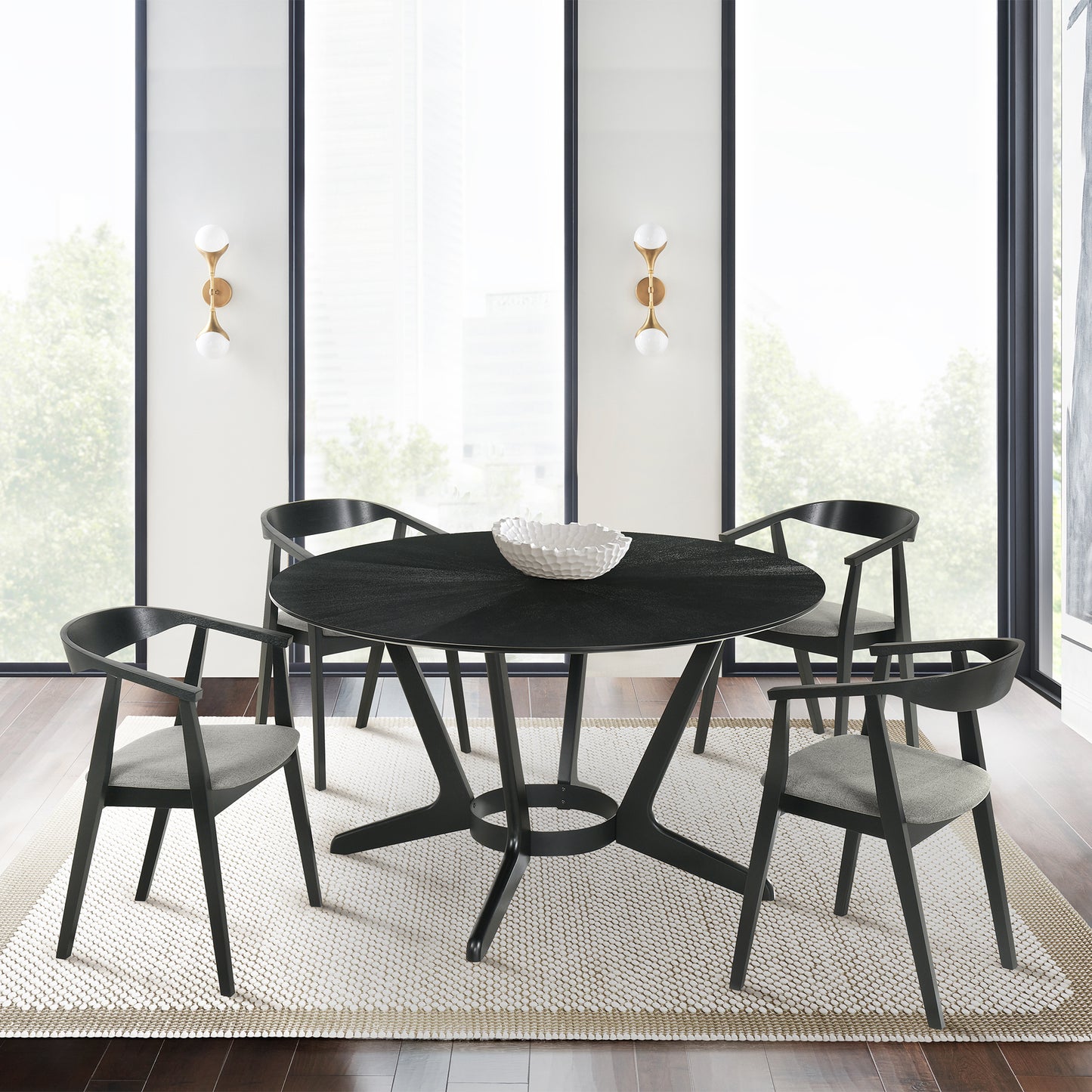 Santana Round Wood Dining Table in Black Finish By Armen Living | Dining Tables | Modishstore - 2