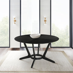 Santana Round Wood Dining Table in Black Finish By Armen Living
