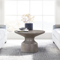Sephie Round Pedastal Coffee Table in Grey Concrete By Armen Living